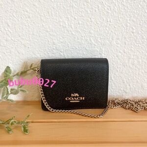 NWT🍎Coach Mini Wallet On A Chain in Black Bag Card Case C0059 Gift Casual Summer